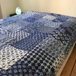 Indigo Kantha sengetæppe, quilt