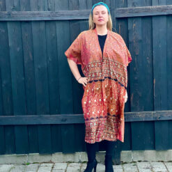 Silke kimono lang, orange