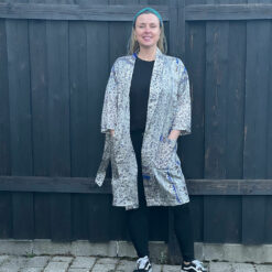 Silke kimono offwhite med lomme
